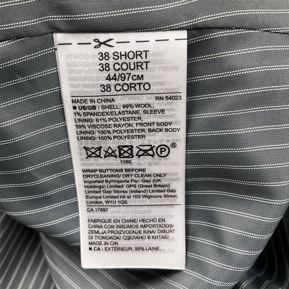 Banana Republic Blazer Mens 38S Gray Tessuto Marzotto Slim Fit 2 Button Jacket - Picture 6 of 11